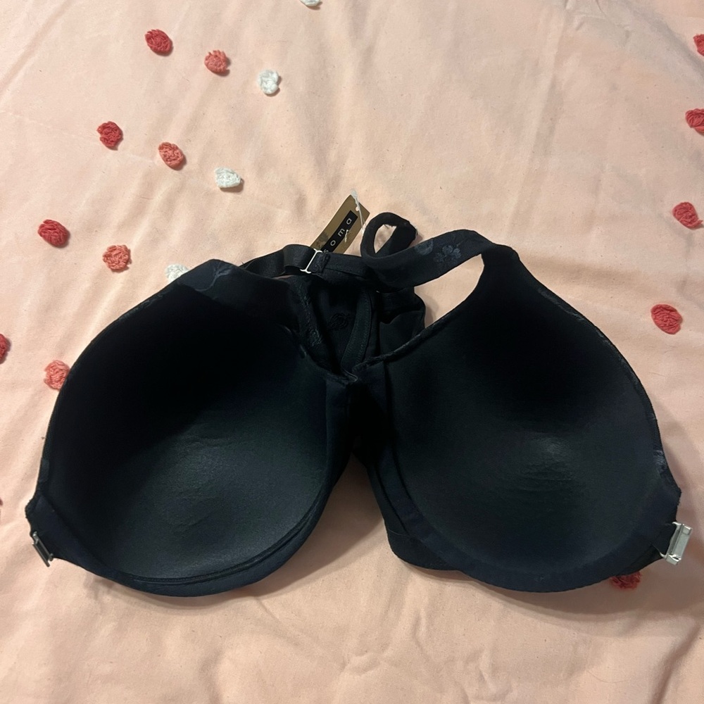 NWT Soma Erica Black Floral Front Closure Underwire Lined Bra 38D - Picture 6 of 10